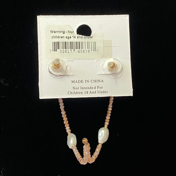 Oversized Hoop Earrings, Pink Sparkle Beads and Freshwater Pearls - Picture 5 of 9